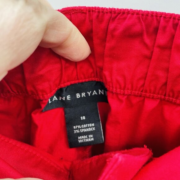 Lane Bryant Womens Size 18 Belted Utility Capri Pedal Pants Stretch Panel in Red - Picture 5 of 5